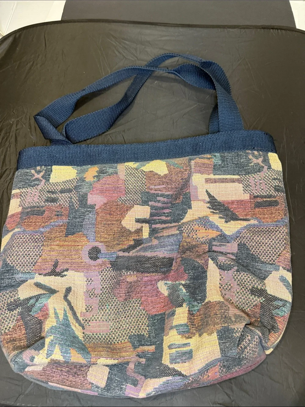 Tapestry abstract tote or purse vintage with coin purse attached